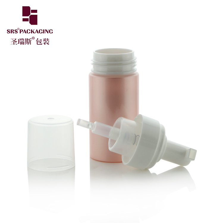 Eco-friendly custom pink cylinder pet face wash bottle with foaming pump dispenser 120ml