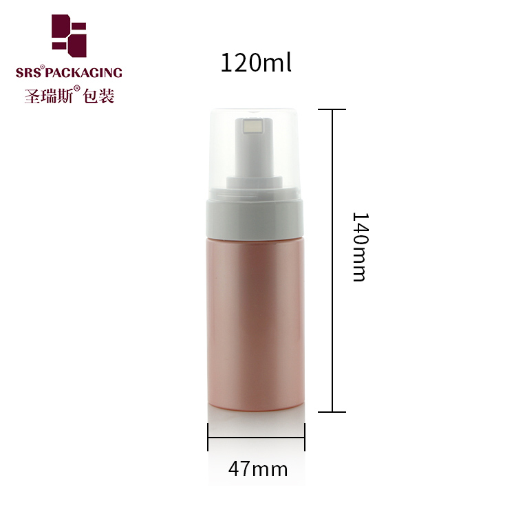 Eco-friendly custom pink cylinder pet face wash bottle with foaming pump dispenser 120ml