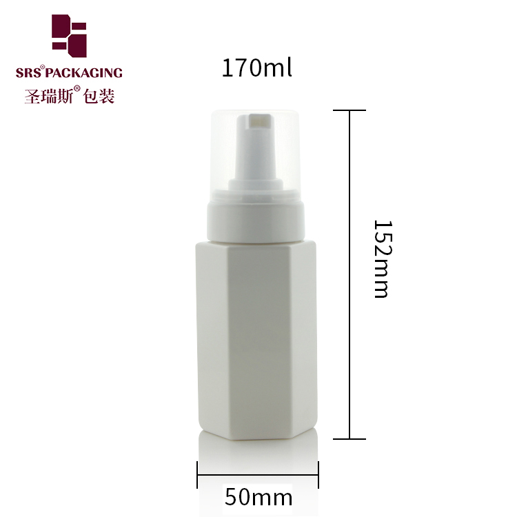 170ml PET plastic hexagon bottles shampoo and conditioner wash cosmetics packaging with foaming pump