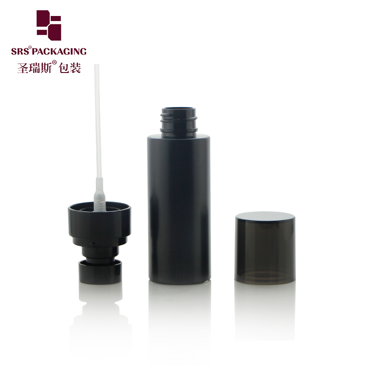 Plastic black spray pump container 50ml PET sprayer bottle professional cosmetic packaging