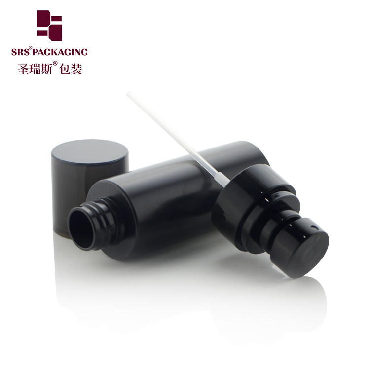 Plastic black spray pump container 50ml PET sprayer bottle professional cosmetic packaging