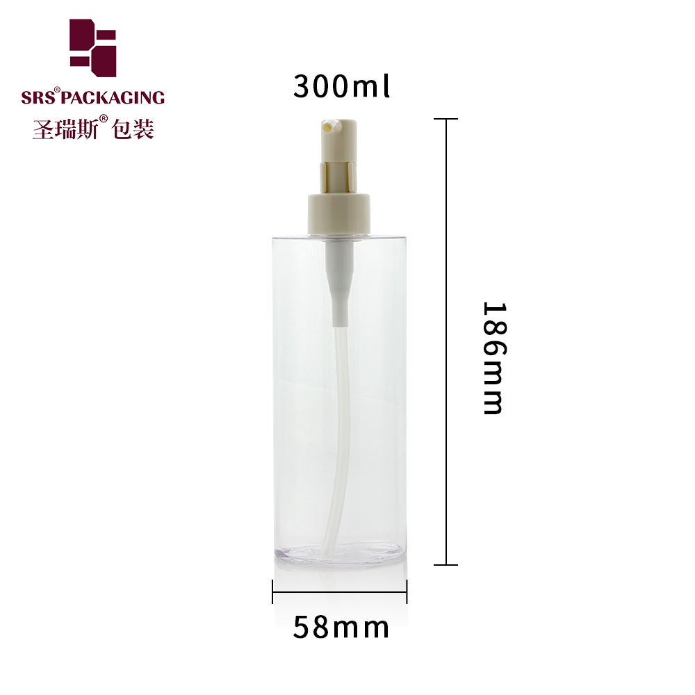 Flat Shoulder PET 300ml Bottle PCR Eco-friendly Recycable Pump Bottle For Hand Soap in Salon