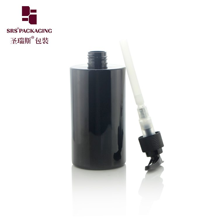 Empty Bottle for Shampoo 350ml Black Hair Conditioner Bottle in PET Cylindrical Shape Round Bottom