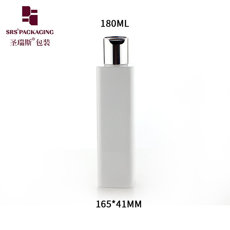 Pink 180ml Flat PET Bottle Clear Plastic Toner Bottle Recycle Moisturizer Packaging Square Bottle For Cleansing