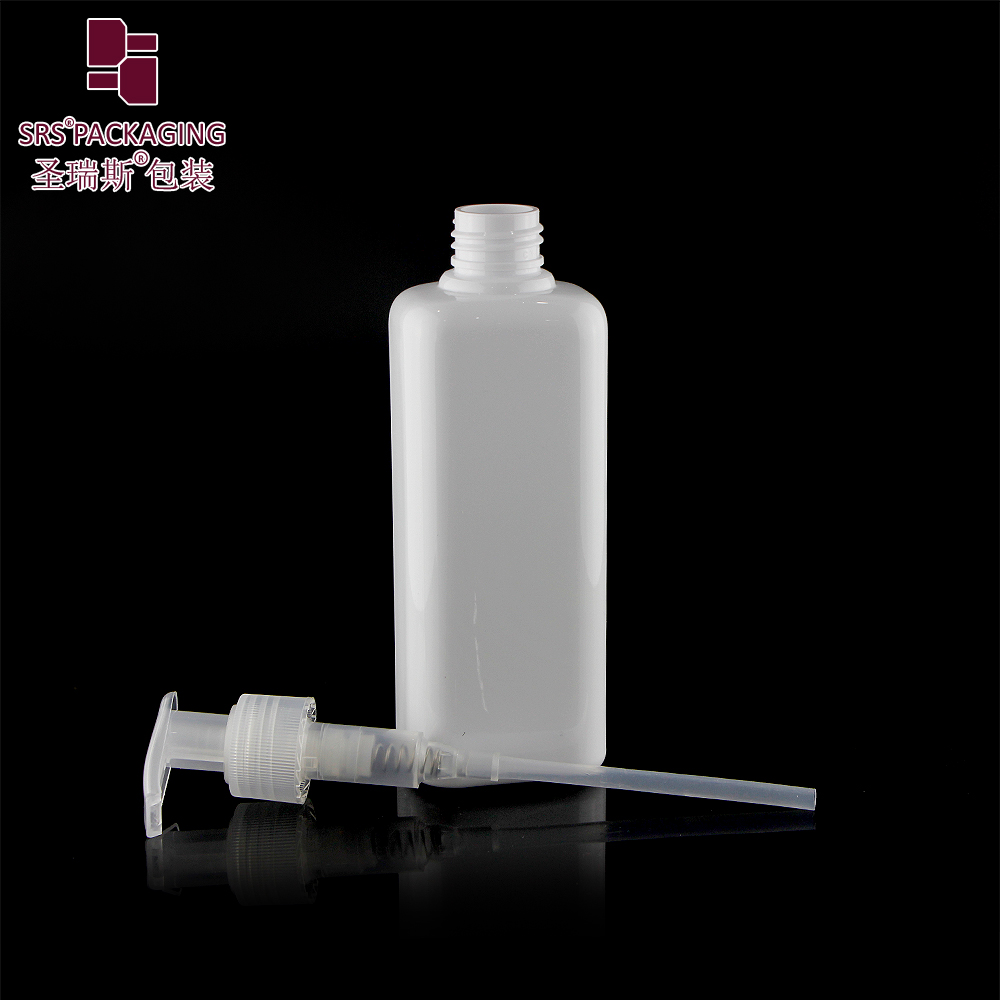 230ml empty packaging eco-friendly PET plastic square shampoo bottle for lotion