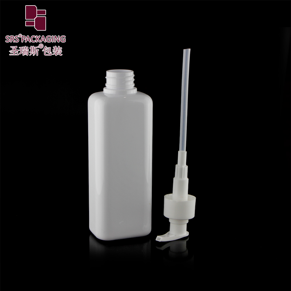 250ml 300ml Squeeze White Eco-friendly Pet PCR Empty Plastic Pump Square Shampoo Bottles