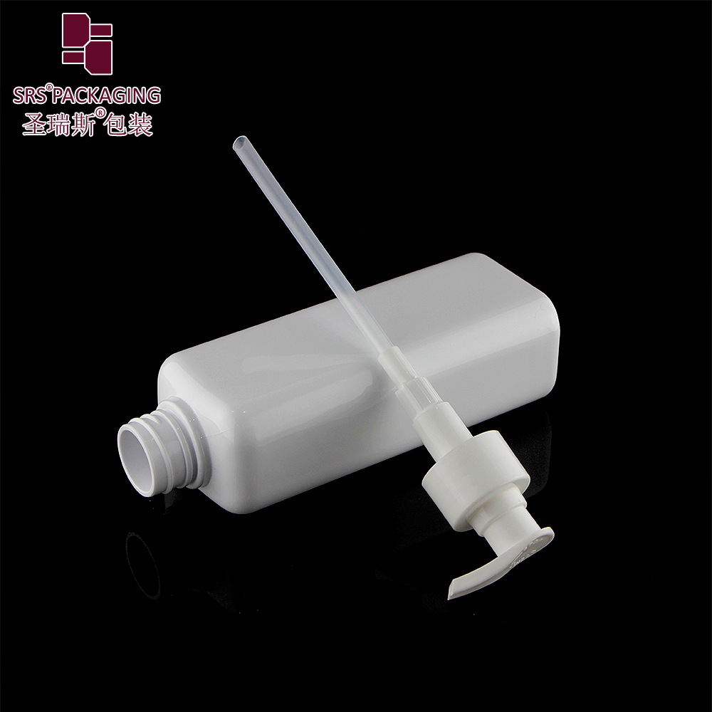 250ml 300ml Squeeze White Eco-friendly Pet PCR Empty Plastic Pump Square Shampoo Bottles