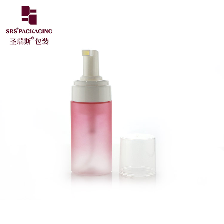 New empty cosmetic facial cleanser 100ml gradient pink PET plastic foam pump bottle