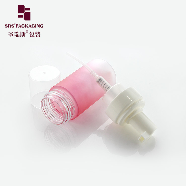 New empty cosmetic facial cleanser 100ml gradient pink PET plastic foam pump bottle