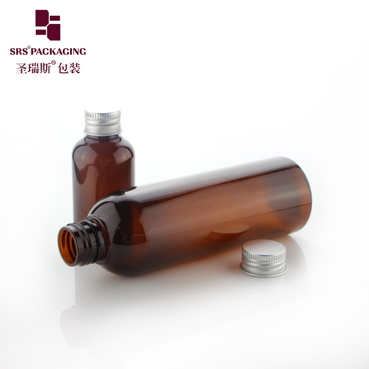 PET Amber Bottle 200ml 250ml 300ml Empty Plastic  Bottle Packaging For Mouthwash Shampoo Bottle