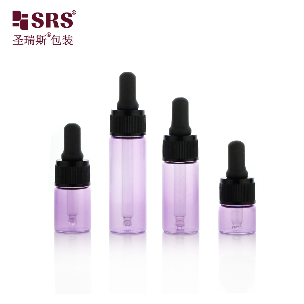 2ml 5ml 10ml 15ml Luxury Mini Black Dropper Glass Bottle For Eye Serum Essential Oil Dropper Bottles