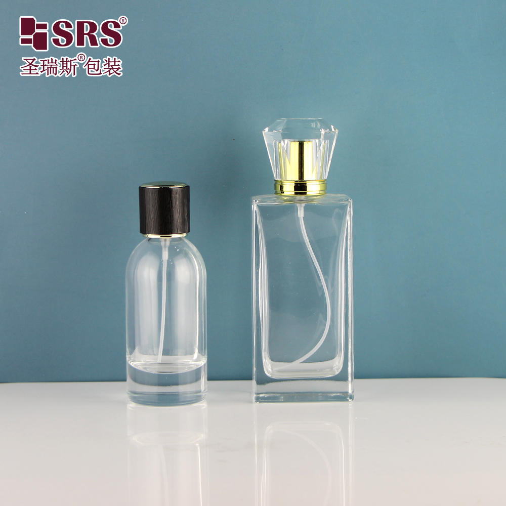 Luxury transparent clear glass fine mist atomizer 100ml spray bottle with diamond lid