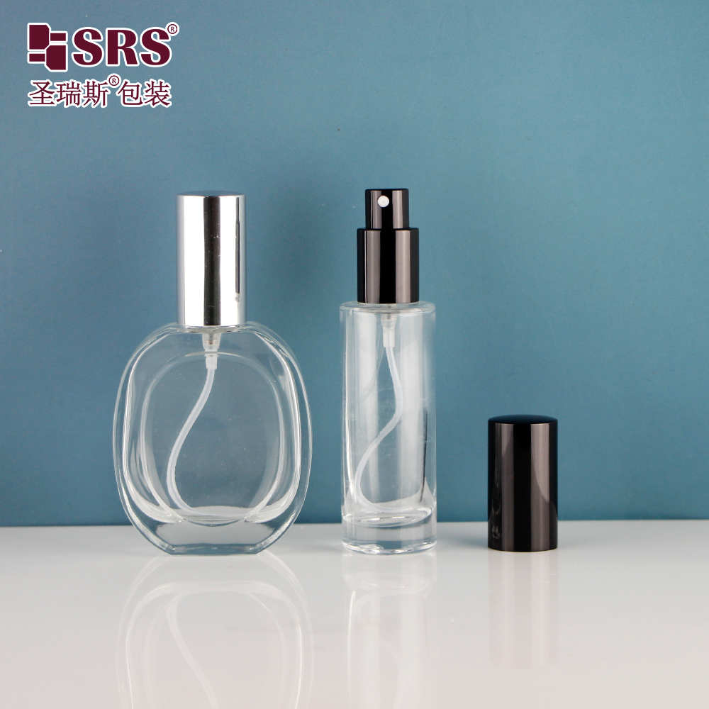 20ml 30ml Transparent Square Cosmetic Lotion Custom Glass Cosmetic Bottle