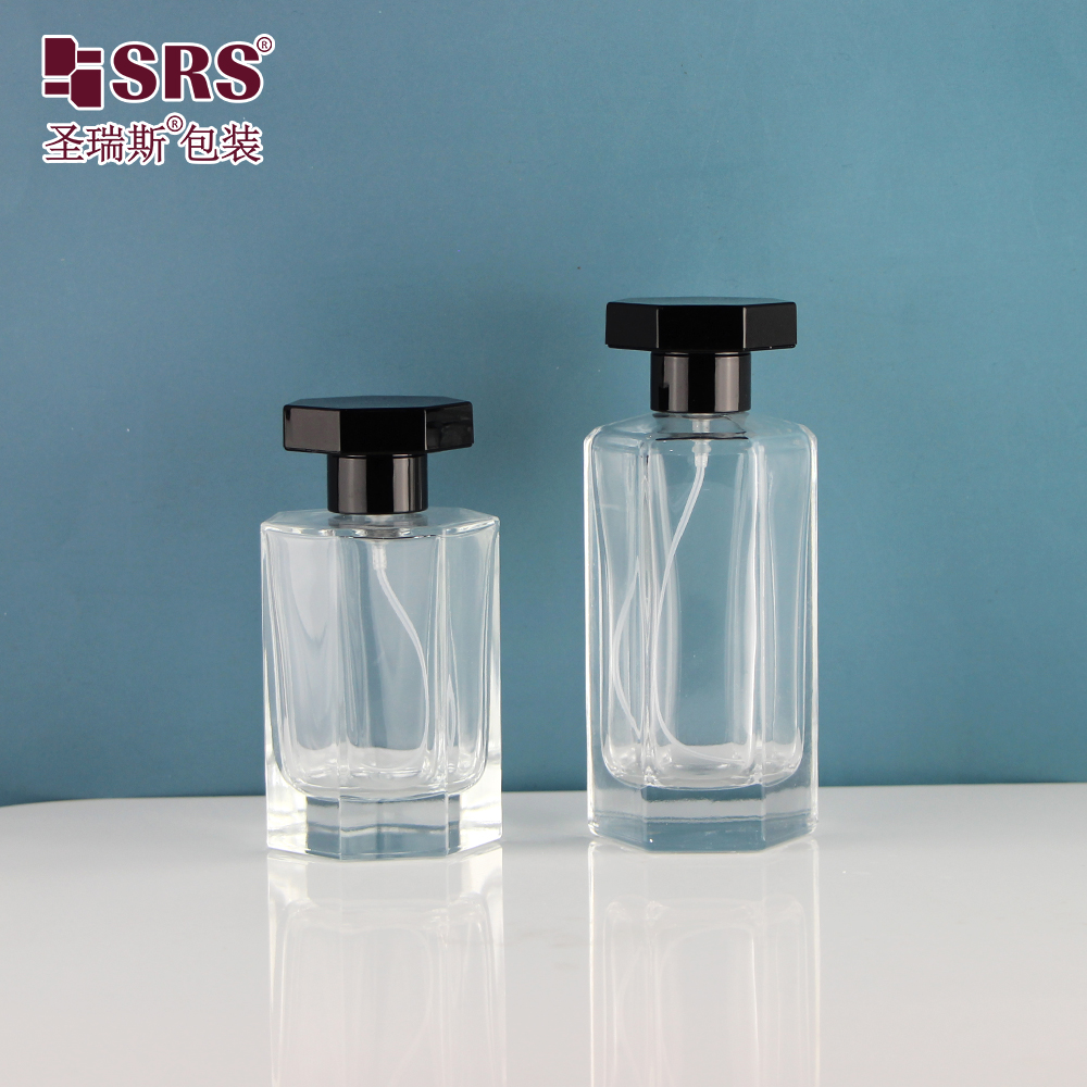 Clear Glass Perfume Bottle with Sprayer Atomizer Perfume Container Luxury Packaging 50ml 45ml