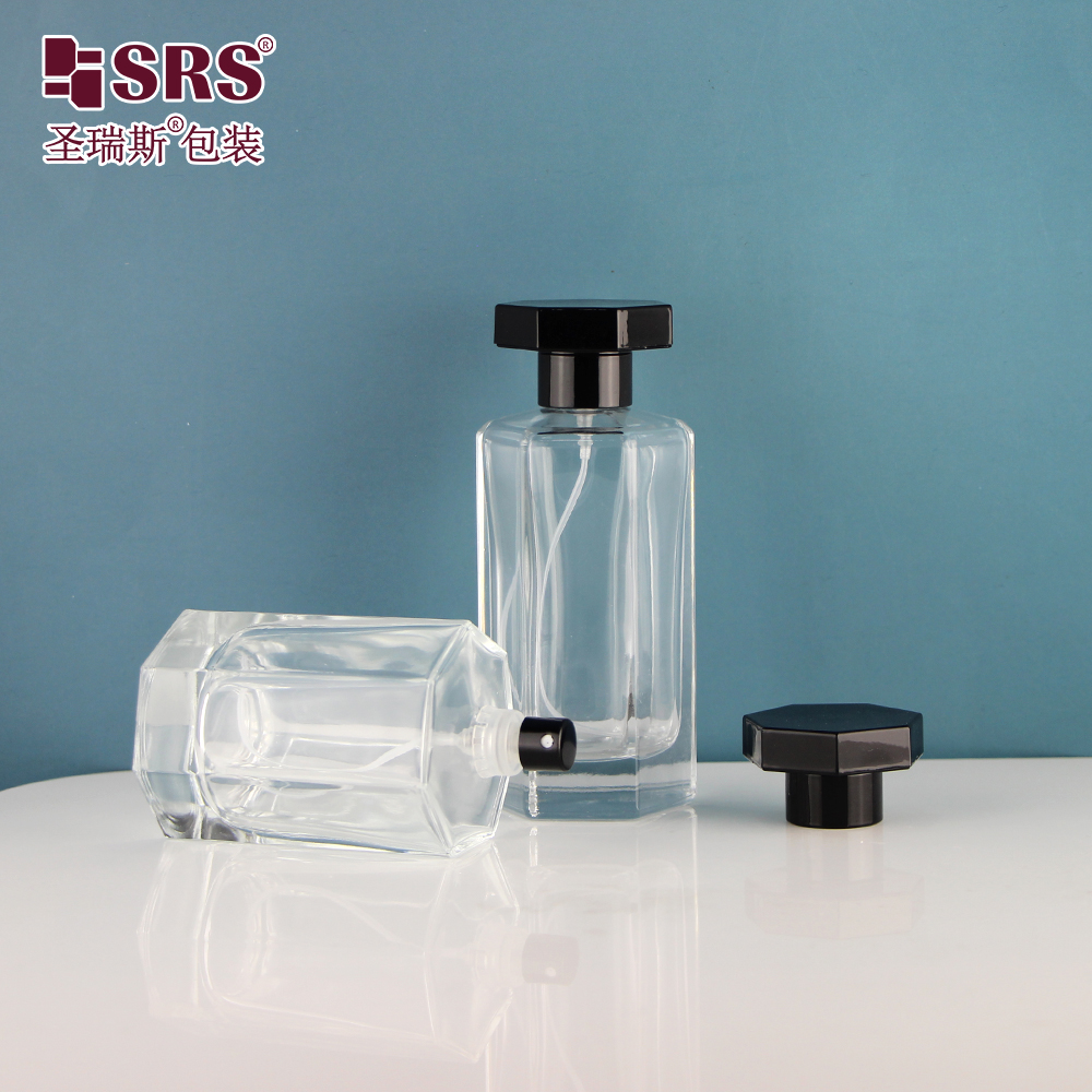 Clear Glass Perfume Bottle with Sprayer Atomizer Perfume Container Luxury Packaging 50ml 45ml