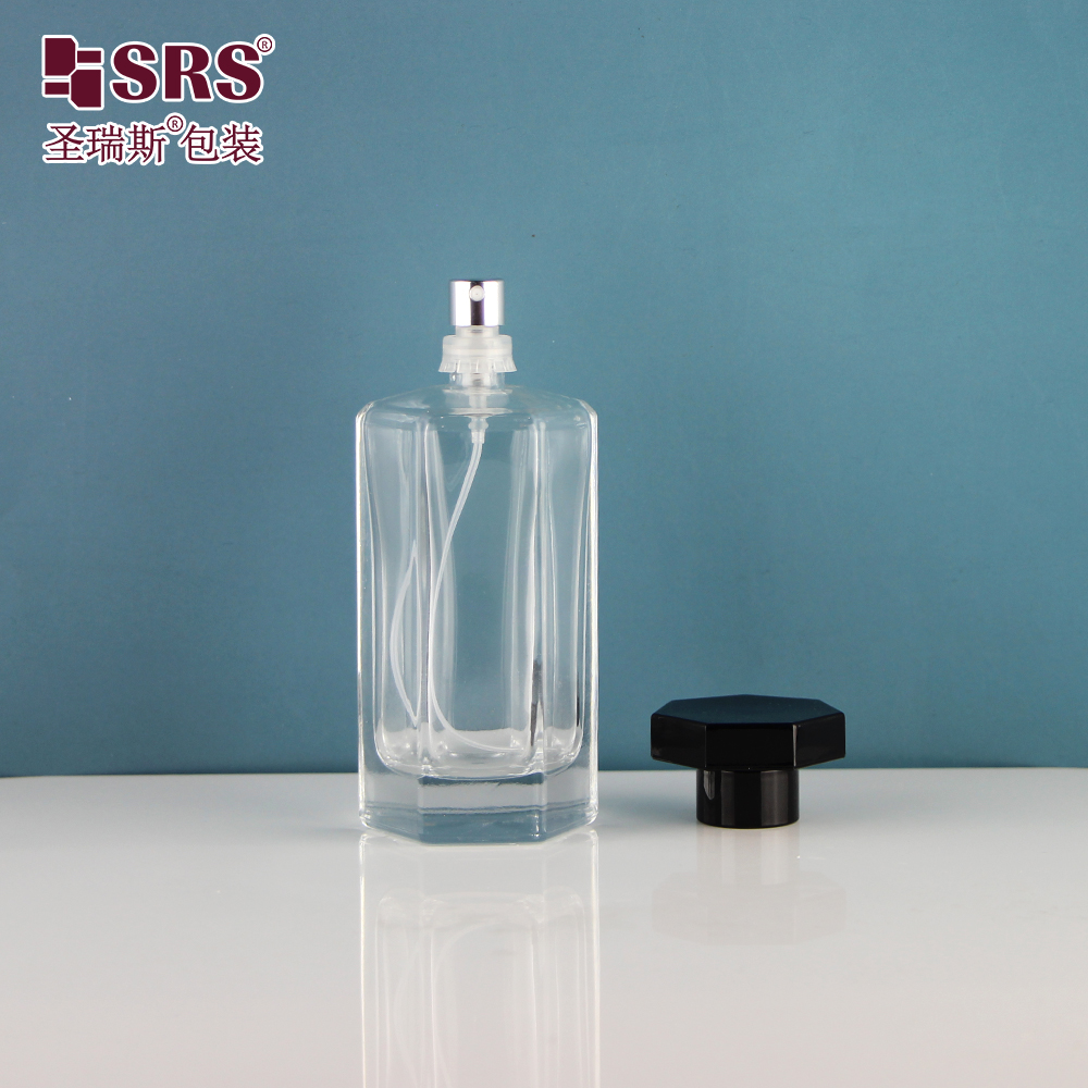 Clear Glass Perfume Bottle with Sprayer Atomizer Perfume Container Luxury Packaging 50ml 45ml