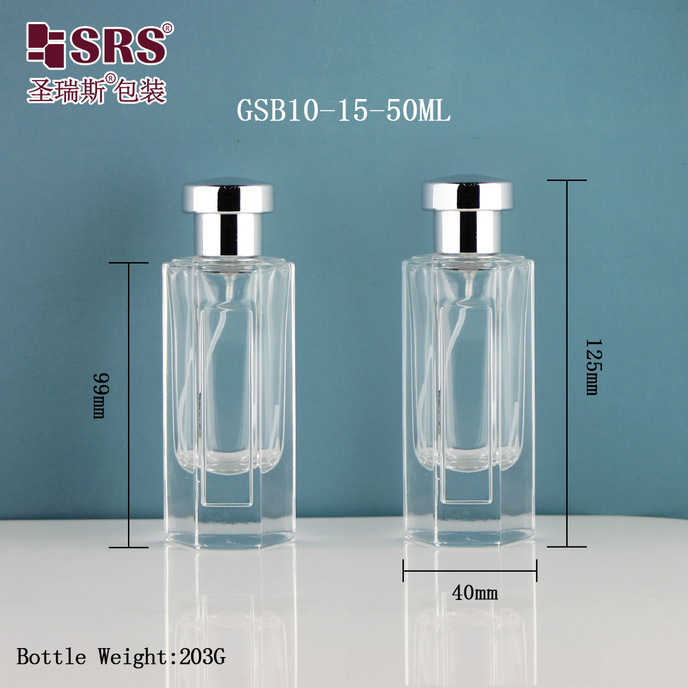 Clear Glass Perfume Bottle with Sprayer Atomizer Perfume Container Luxury Packaging 50ml 45ml