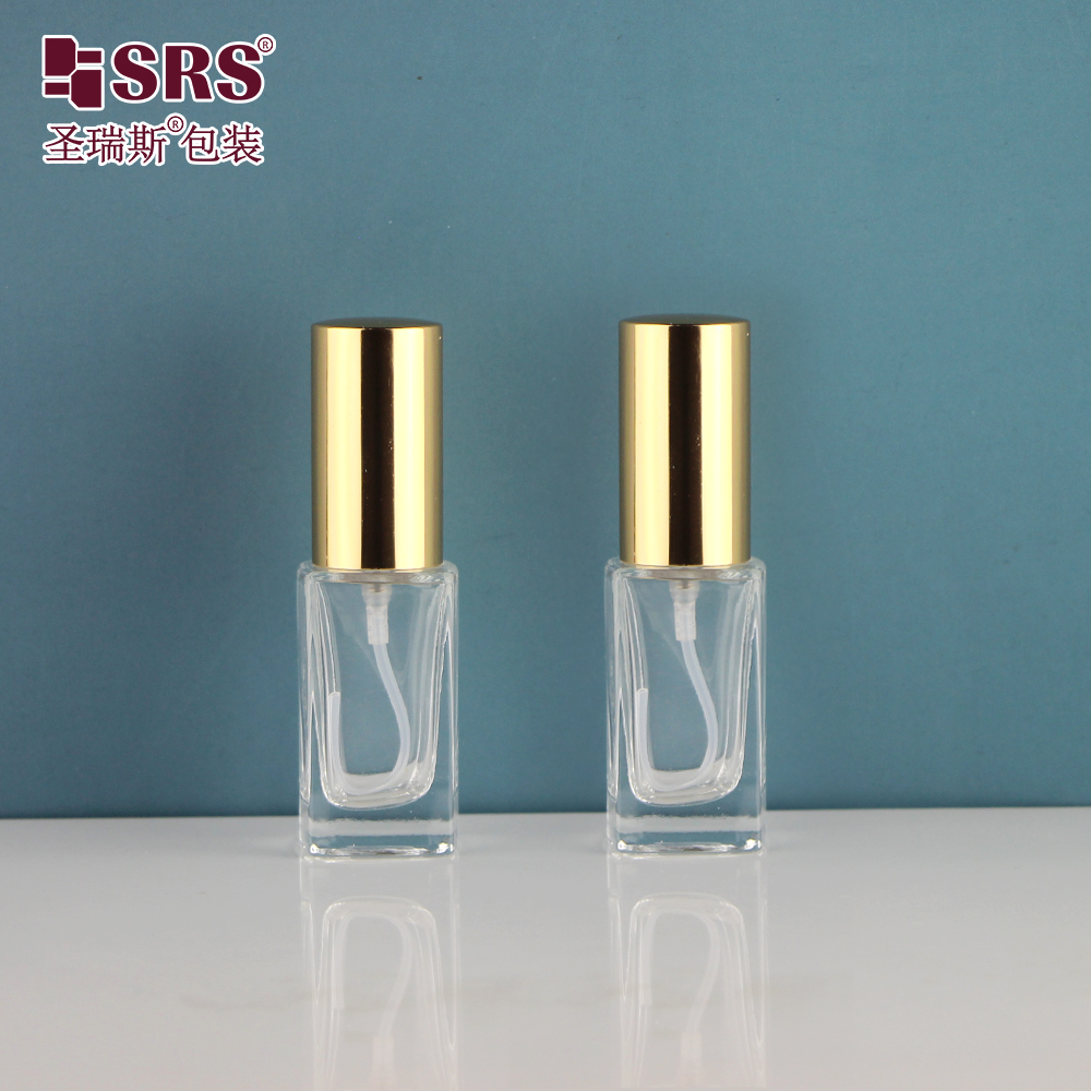 Square Elegant Dispenser Fine Mist Luxury Hand Sanitizer Container 15ml 30 ml Glass Spray Bottle