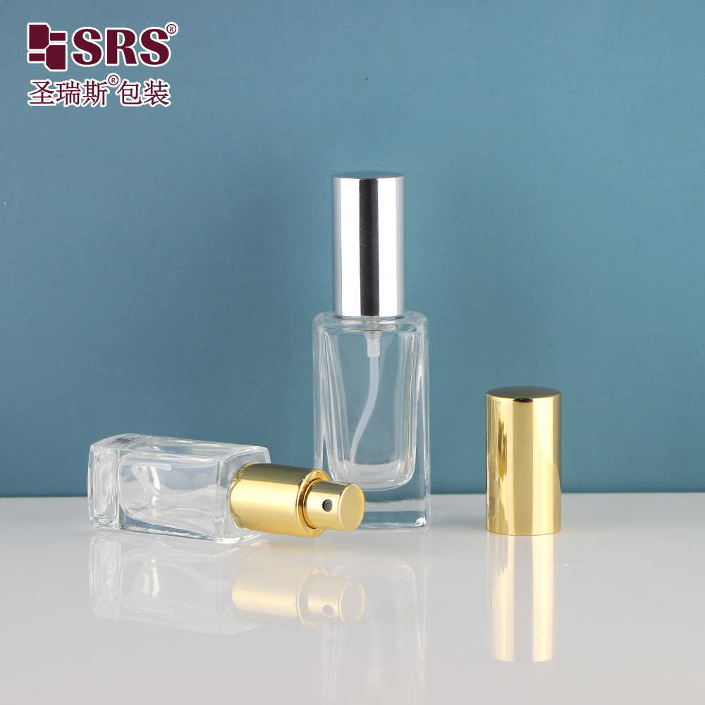 Square Elegant Dispenser Fine Mist Luxury Hand Sanitizer Container 15ml 30 ml Glass Spray Bottle