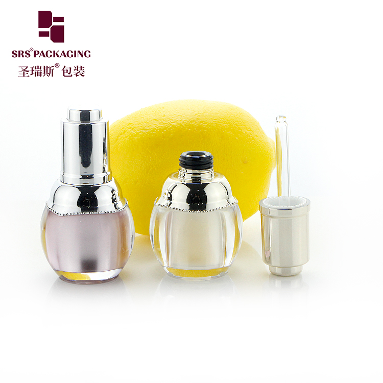 Custom Cosmetic Skincare Packaging Luxury Acrylic Plastic Essence Serum Dropper Bottle 8ml