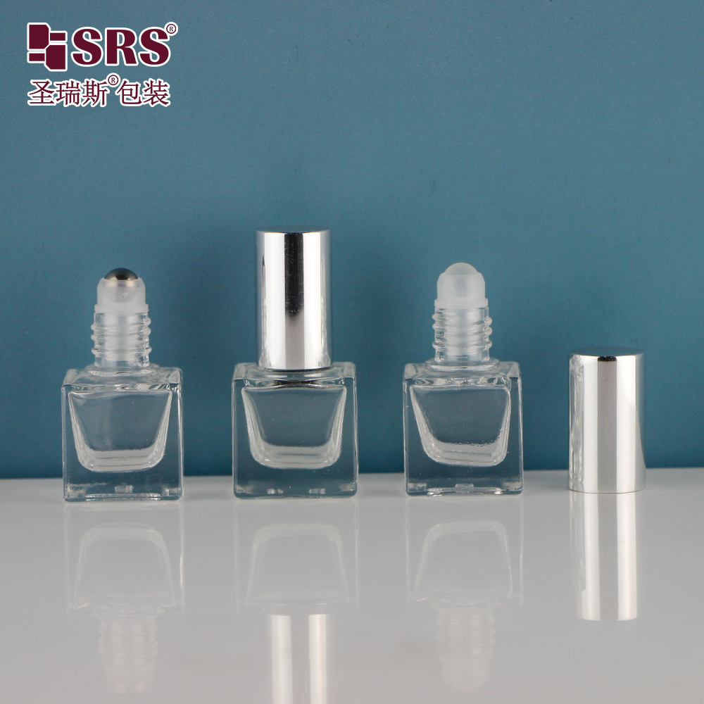 High quality glass vial 6ml square shape essential oil bottles roll 5 ml packaging