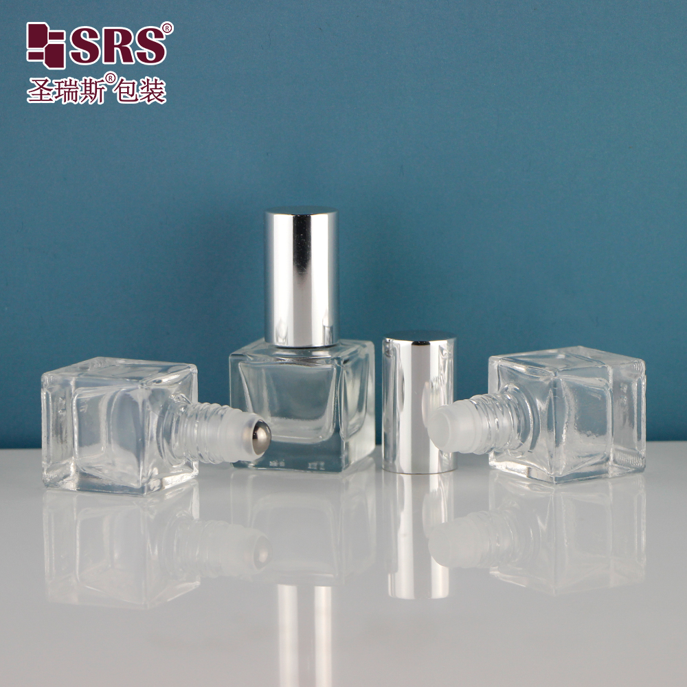 High quality glass vial 6ml square shape essential oil bottles roll 5 ml packaging