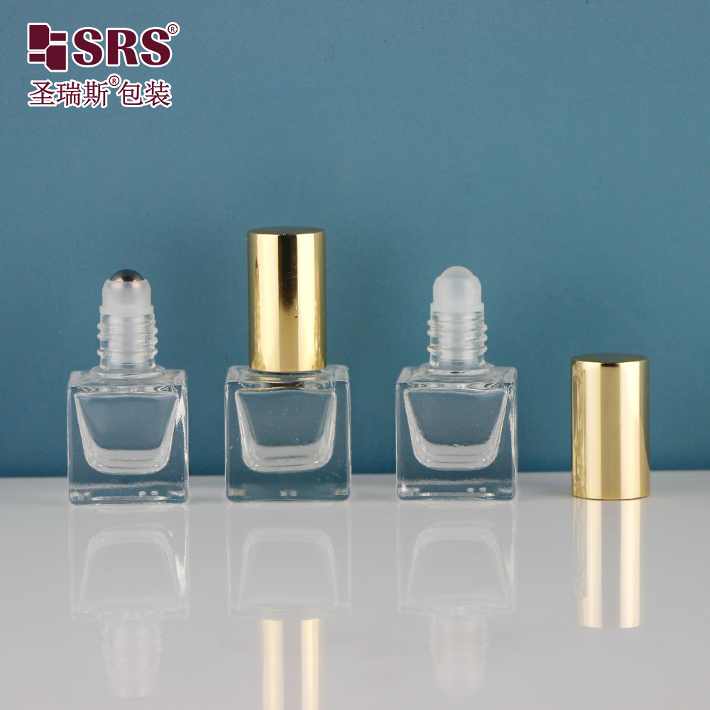 High quality glass vial 6ml square shape essential oil bottles roll 5 ml packaging