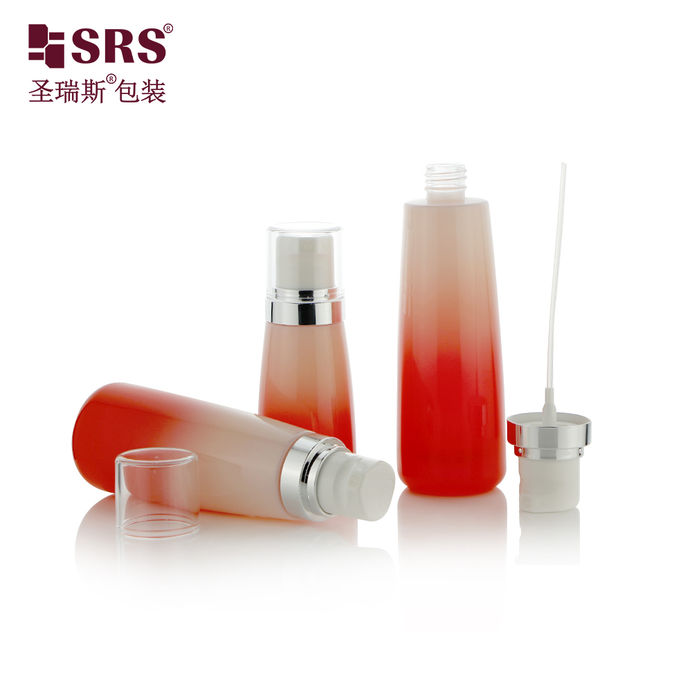 Custom Red Gradient Color Empty Glass Lotion Bottle 50ml 100ml 120ml for Cosmetics