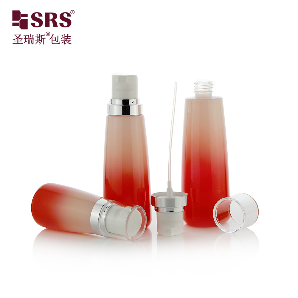 Custom Red Gradient Color Empty Glass Lotion Bottle 50ml 100ml 120ml for Cosmetics