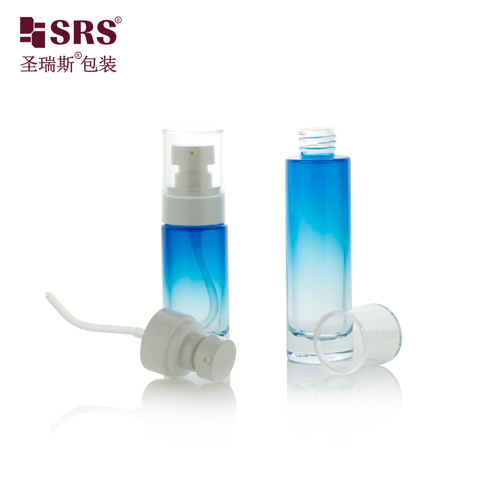 Wholesale 35ml 55ml Round Cosmetic Packaging Empty Serum Lotion Foundation Glass Bottle