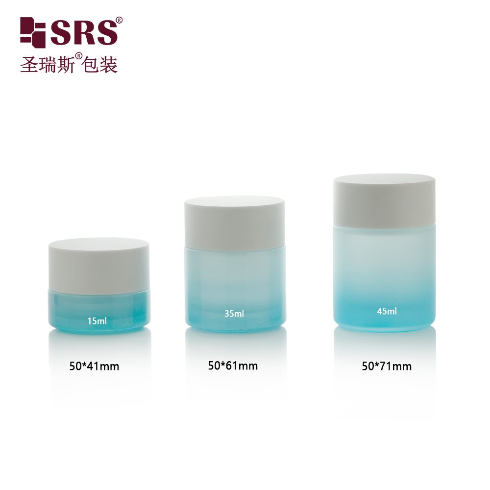 Luxury decoration translucent color frosted 10ml 20ml 30ml glass jar cosmetic