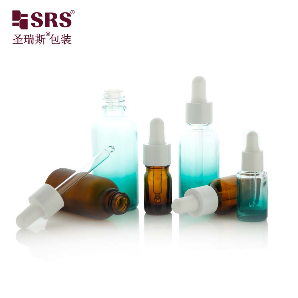 Luxury 5ml 20ml 30ml glass bottles custom gradient color essential oil packaging