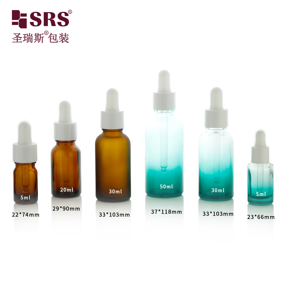 Luxury 5ml 20ml 30ml glass bottles custom gradient color essential oil packaging