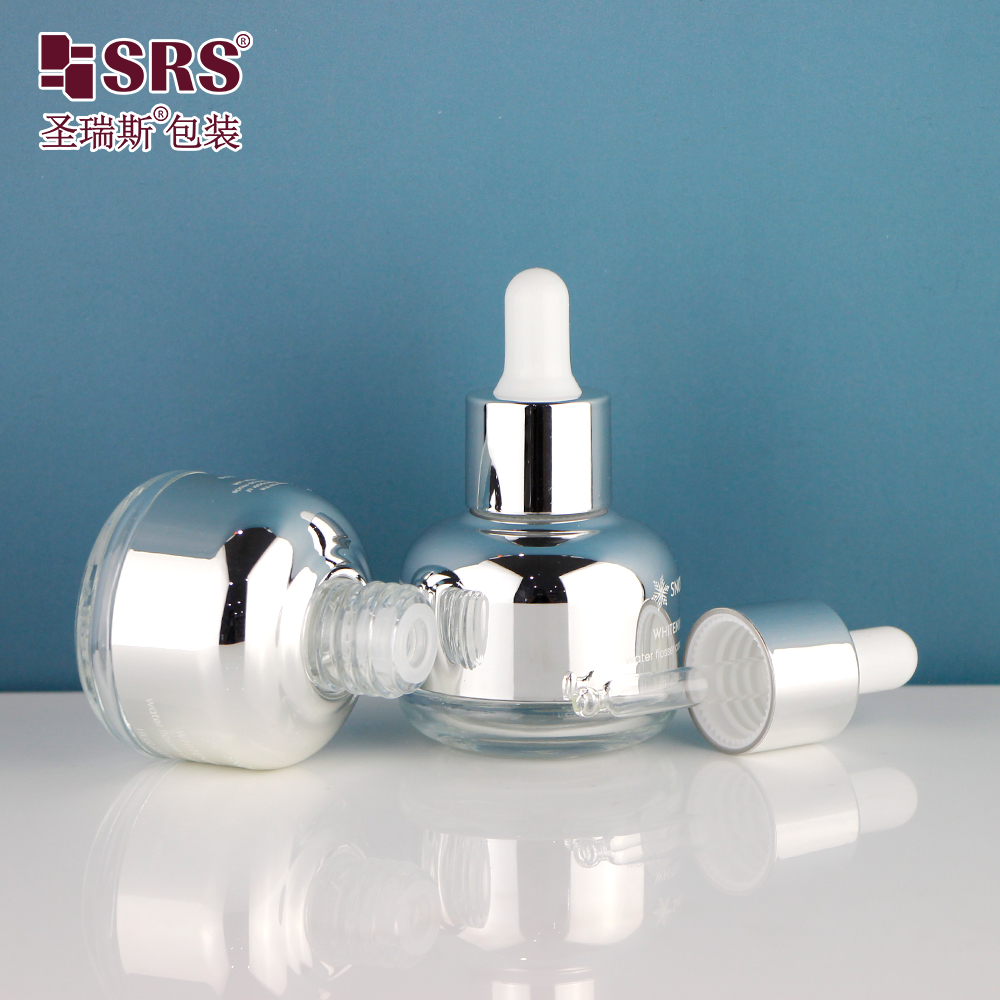 Manufacture Essential Oil 30ml Aluminum Shoulder Glass Luxury Dropper Bottle