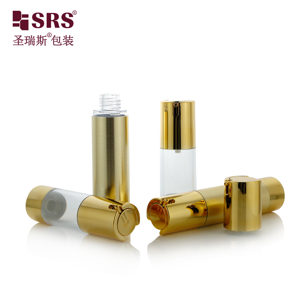 In stock 15ml 30ml 50ml Customization Skincare Plastic Face Gel Lotion Airless Pump Bottle Silver