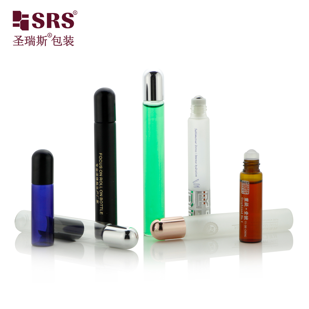 New product round top aluminium cap amber roll on bottle essential oil container with roller ball applicator