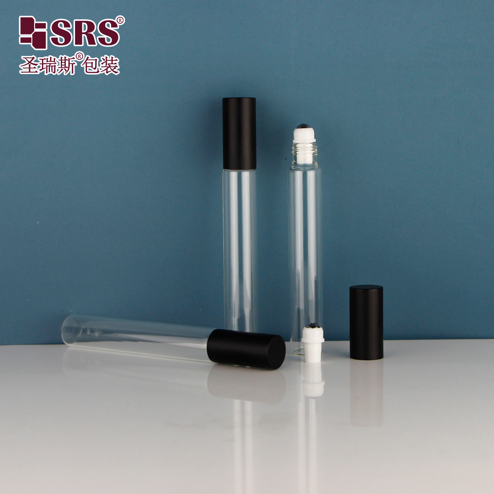 SRS packaging high quality 10ml 15ml roll on clear empty glass perfume essential oil bottle