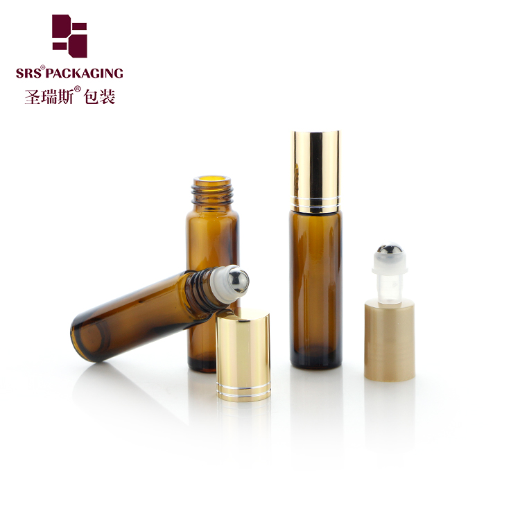 SRS Packaging Wholesale Cosmetics Perfume Essential oil roller bottle 10ml  glass roll on bottle with cap