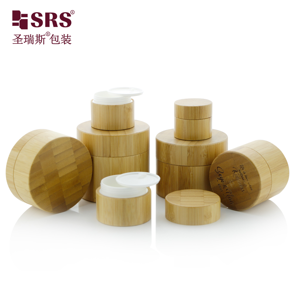 Wholesale RTS 50ml Empty Bamboo Cosmetic Cream Jar With PP Plastic Inner Pot