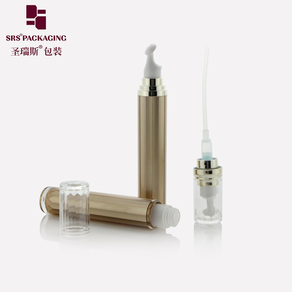 SRS Wholesale 15ml Plastic Eye Cream Acrylic Airless Bottle With Massage Head Applicator Roll On Eye Serum Cream Bottle