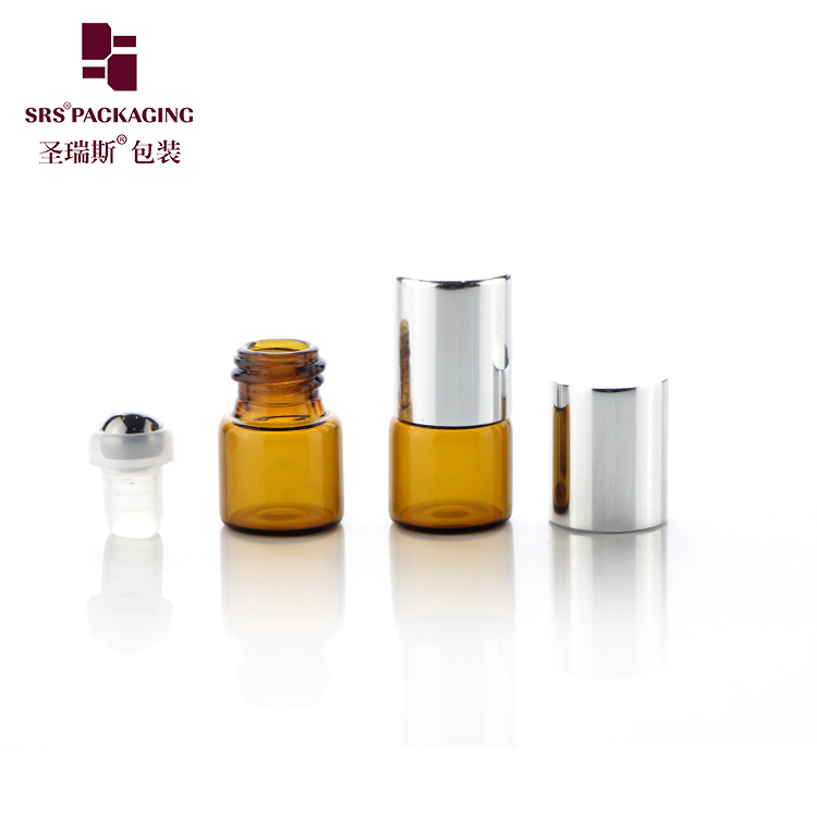 Empty 1ml 2ml 3ml Glass Essential Oil Bottle Amber Transparent Roll On Perfume Vials