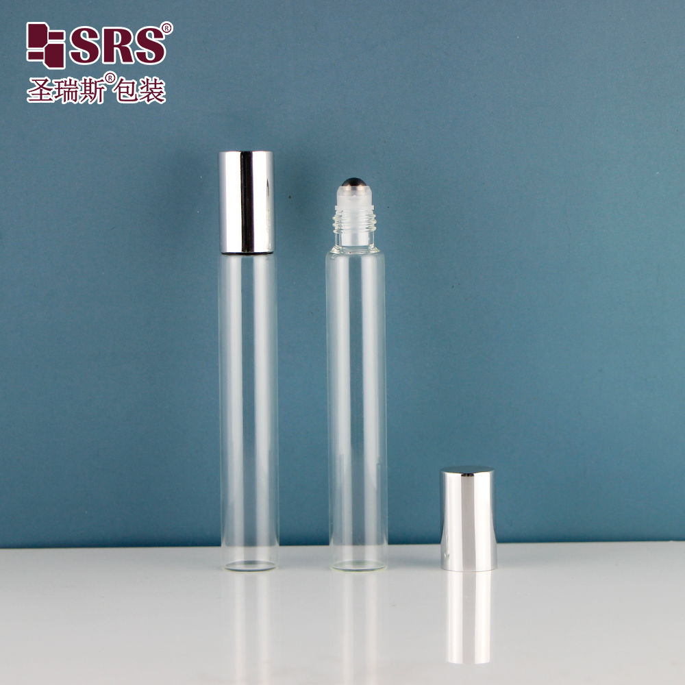 15ml Glass Roll On Bottle For Perfume Essential Oil Wholesale Silver Round Cap Metal Roller Ball Container