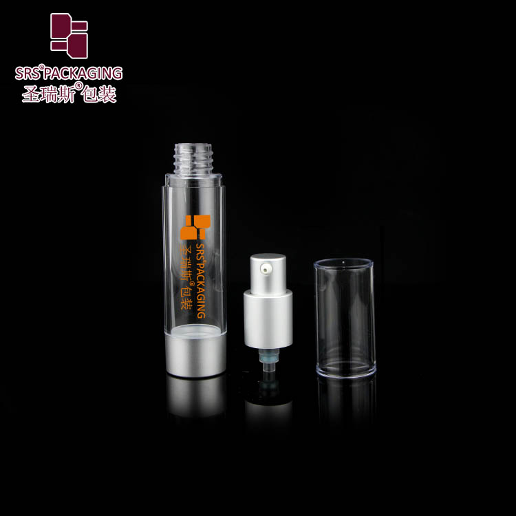 Transparent 10ml 15ml 20ml 30ml AS plastic airless spray bottle with vacuum pump