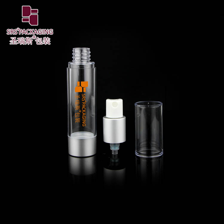 Transparent 10ml 15ml 20ml 30ml AS plastic airless spray bottle with vacuum pump