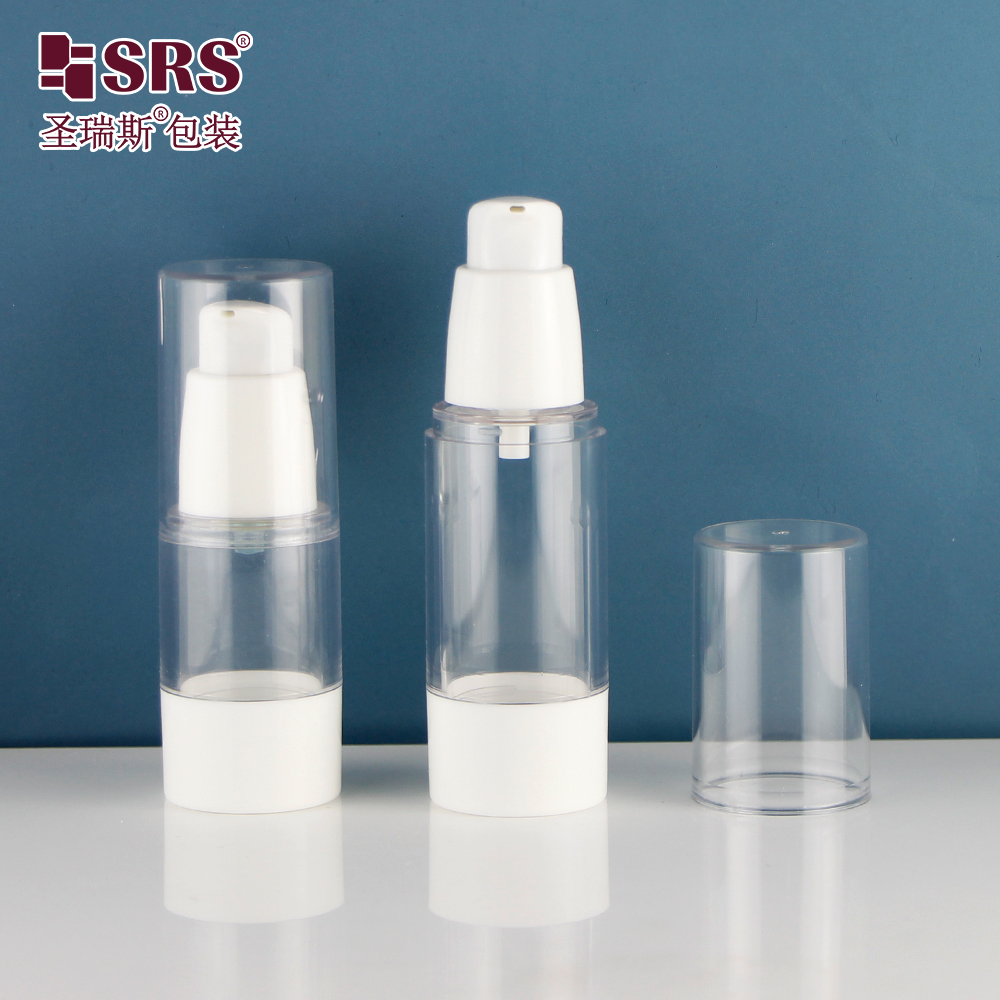 Transparent plastic cosmetic skincare pump airless bottle 100 ml 80ml 50ml 30ml 15ml