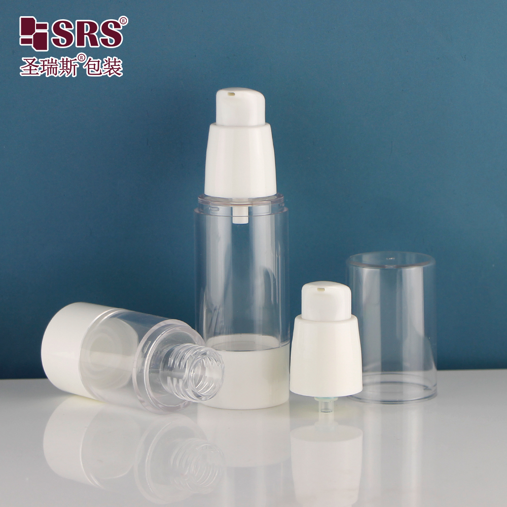 Transparent plastic cosmetic skincare pump airless bottle 100 ml 80ml 50ml 30ml 15ml