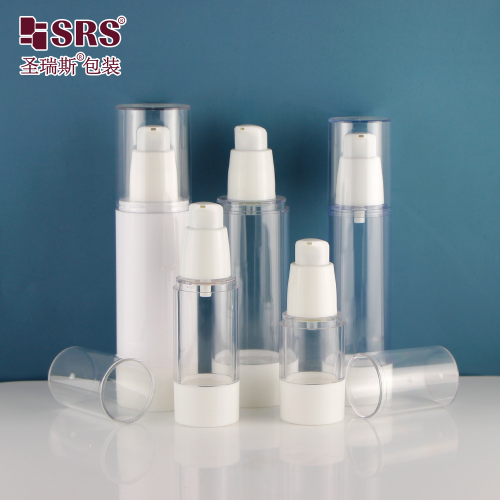 Transparent plastic cosmetic skincare pump airless bottle 100 ml 80ml 50ml 30ml 15ml