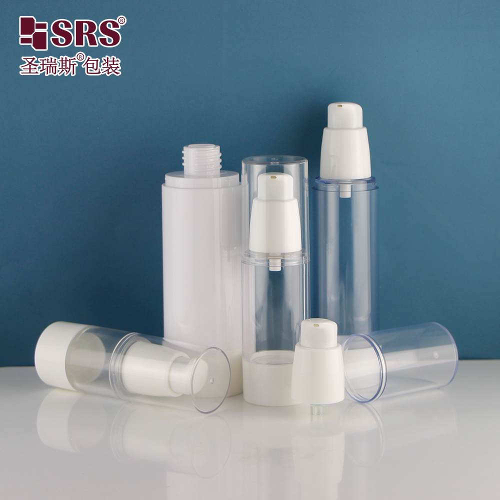 Transparent plastic cosmetic skincare pump airless bottle 100 ml 80ml 50ml 30ml 15ml