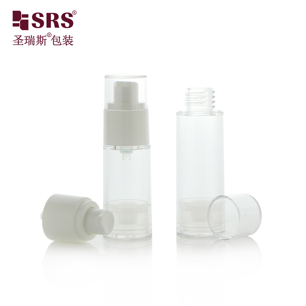 Customized Cosmetic Bottle 15ml 30ml 50ml AS Round Packaging Container Airless Pump Bottle