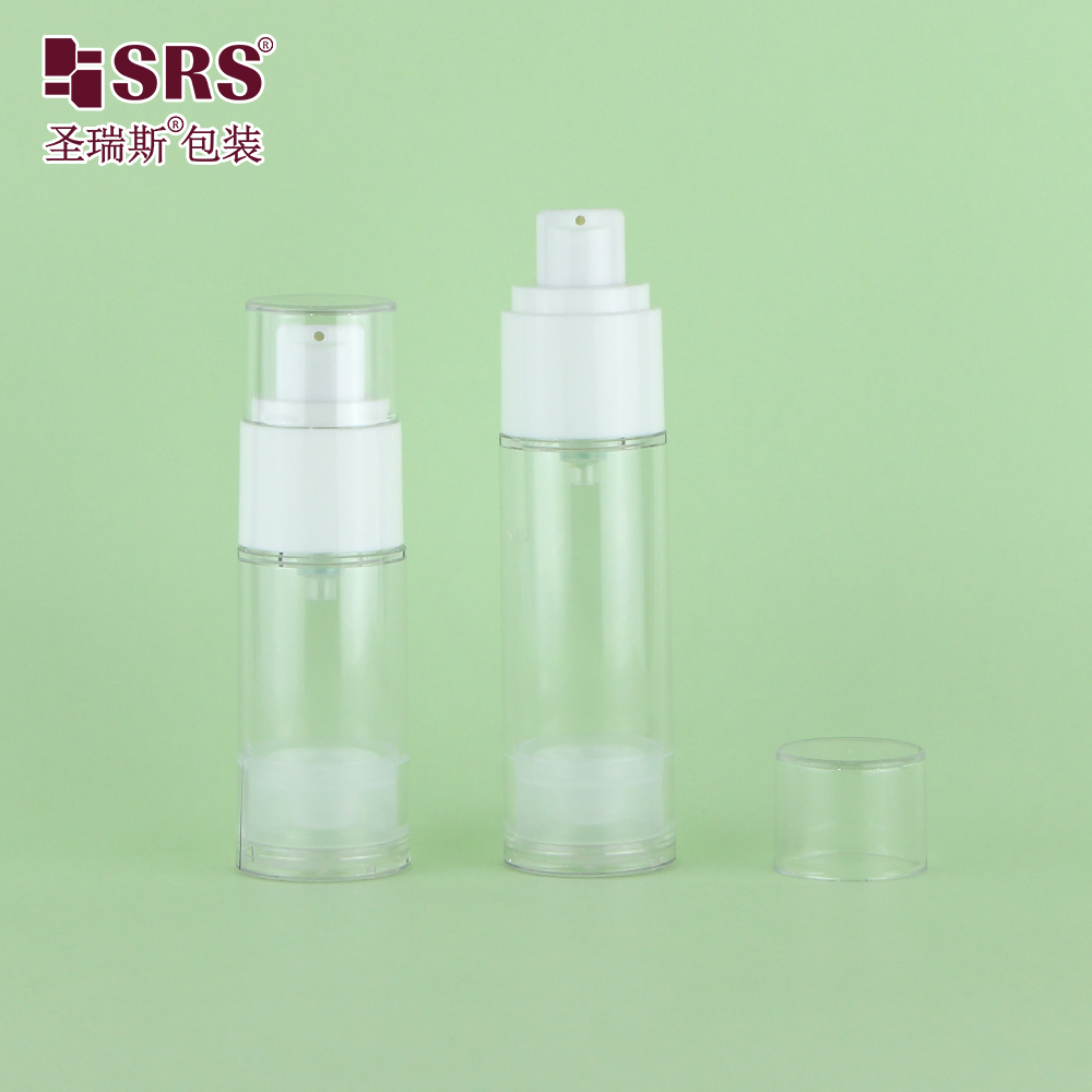 Customized Cosmetic Bottle 15ml 30ml 50ml AS Round Packaging Container Airless Pump Bottle